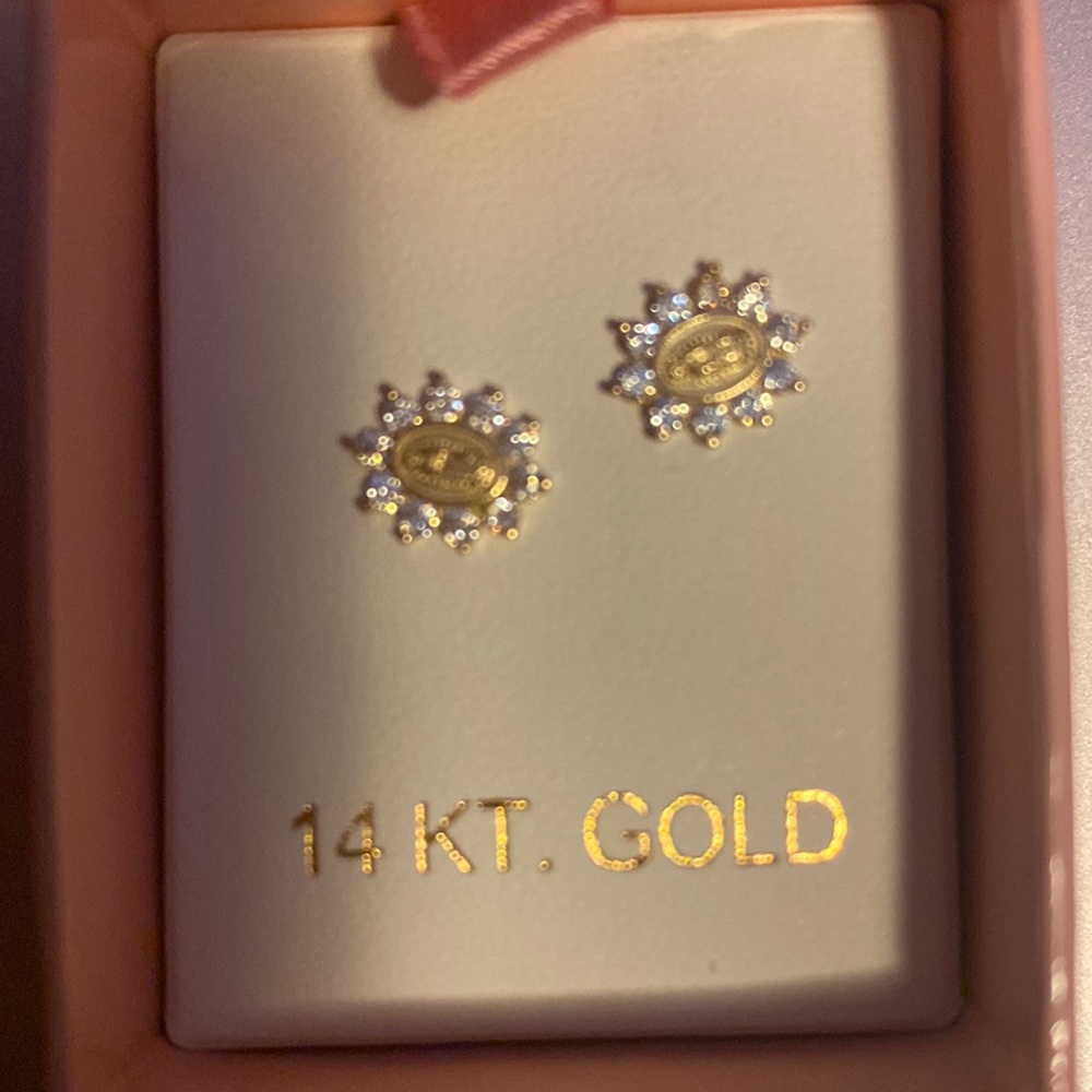14K YELLOW GOLD LADY OF GUADALUPE BABY EARRINGS